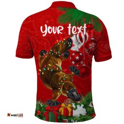 Personalised Platypus Lover Polo Shirt Australia Merry Christmas Aboriginal