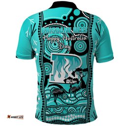 Brisbane Heat Cricket Polo Shirt Happy Australia Day Aboriginal Art