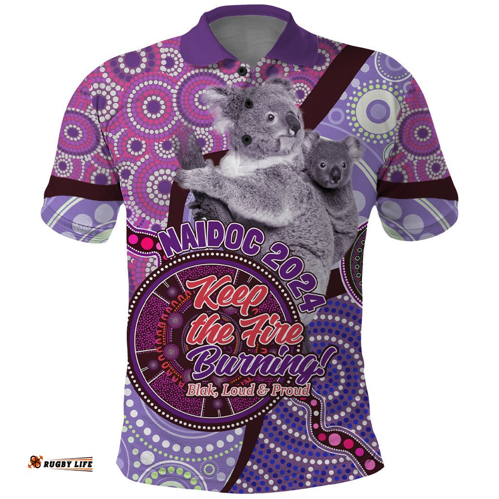 Personalised Australia Koala NAIDOC 2024 Polo Shirt Keep the Fire Burning