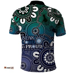 NAIDOC Week 2024 Fire Burning Polo Shirt Aboriginal Dots Blue Art