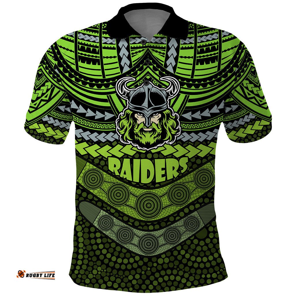 Raiders Rugby Polo Shirt Polynesian and Aboriginal Special Version