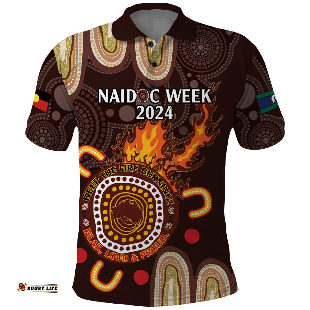 Personalised NAIDOC Week 2024 Polo Shirt Aussie Map With Aboriginal