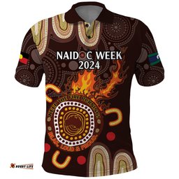 Personalised NAIDOC Week 2024 Polo Shirt Aussie Map With Aboriginal