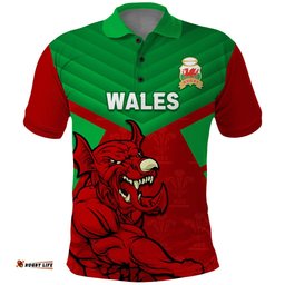 Custom Wales Rugby Polo Shirt 2024 Six Nations Come On Cymru Mascot Sporty