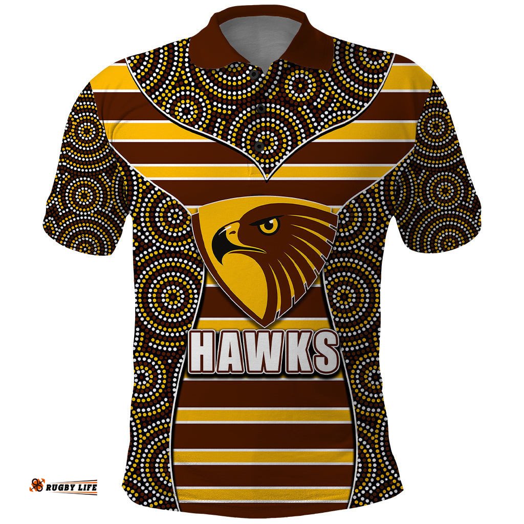 AFL - Hawks Polo Shirt Mix Dot Aboriginal