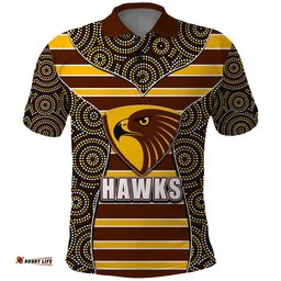 AFL - Hawks Polo Shirt Mix Dot Aboriginal