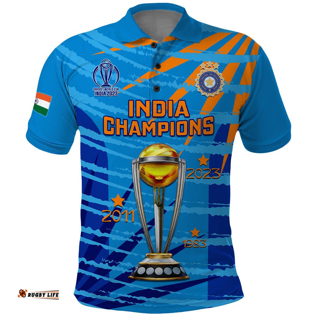 Custom India Cricket Polo Shirt 2023 World Cup 3rd Champions Proud