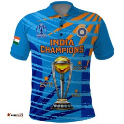 Custom India Cricket Polo Shirt 2023 World Cup 3rd Champions Proud