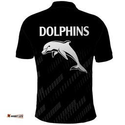 NRL Dolphins Rugby Polo Shirt Simple Black Style 2023