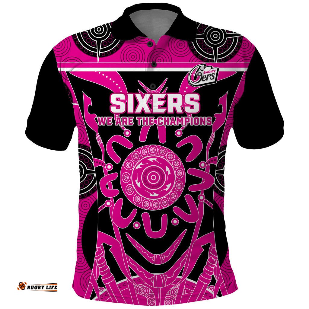 Custom Sydney Sixers Polo Shirt We Are The Champions Aboriginal Art