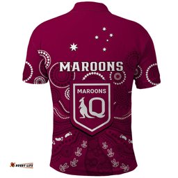 Maroons Rugby Polo Shirt QLD Aboriginal Art