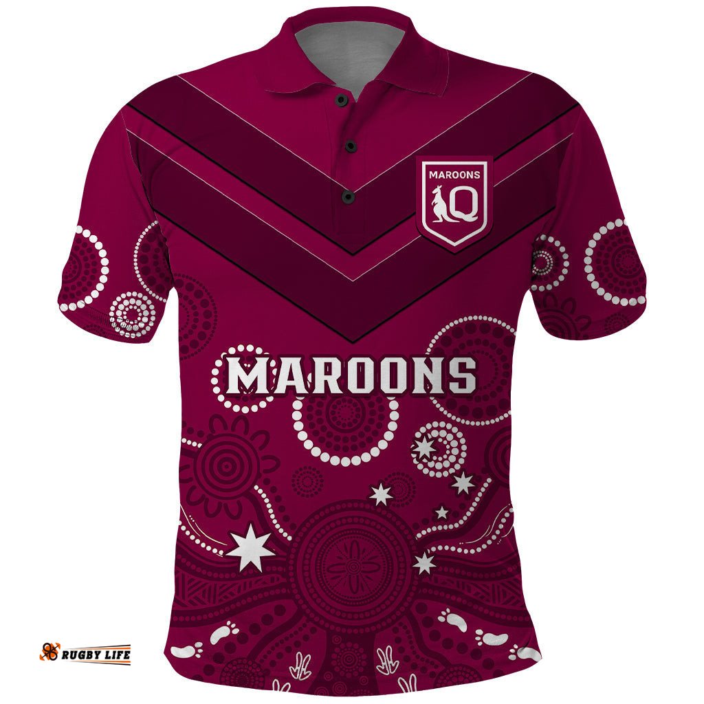Maroons Rugby Polo Shirt QLD Aboriginal Art