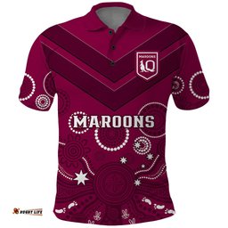 Maroons Rugby Polo Shirt QLD Aboriginal Art