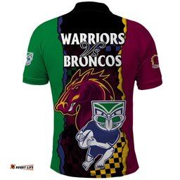 NRL Combine Warriors and Broncos Polo Shirt Sporty Style