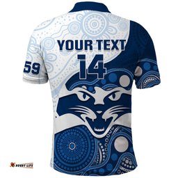 Personalised Geelong Football Polo Shirt Go Cats Indigenous Art