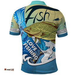 Australia Fishing Polo Shirt Love Fishing Murray Cod In Aboriginal Art Patterns