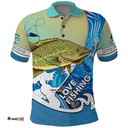 Australia Fishing Polo Shirt Love Fishing Murray Cod In Aboriginal Art Patterns