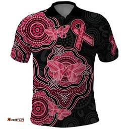 Australia Indigenous Mother's Day Polo Shirt Aboriginal Breast Cancer Ribbon