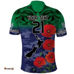 Custom Warriors Rugby ANZAC Polo Shirt Gallipoli Soldier With Aboriginal Art