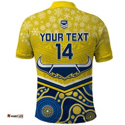 Custom Cowboys Rugby Christmas Polo Shirt Merry Xmas 2023 Mix Aboriginal Art Blue Version