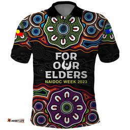 NAIDOC 2023 Polo Shirt Aboriginal Tribal Coloful