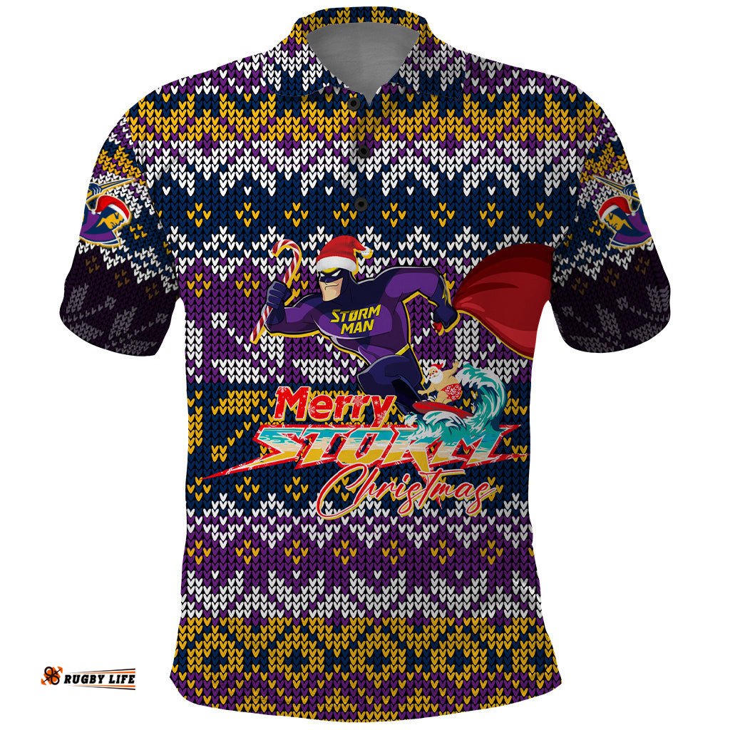Melbourne Storm Christmas Polo Shirt MerryStorm Man