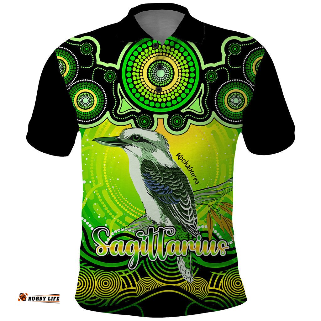 Personalised Australia Sagittarius Kookaburra Zodiac Polo Shirt Auz Astrology Aboriginal - Green