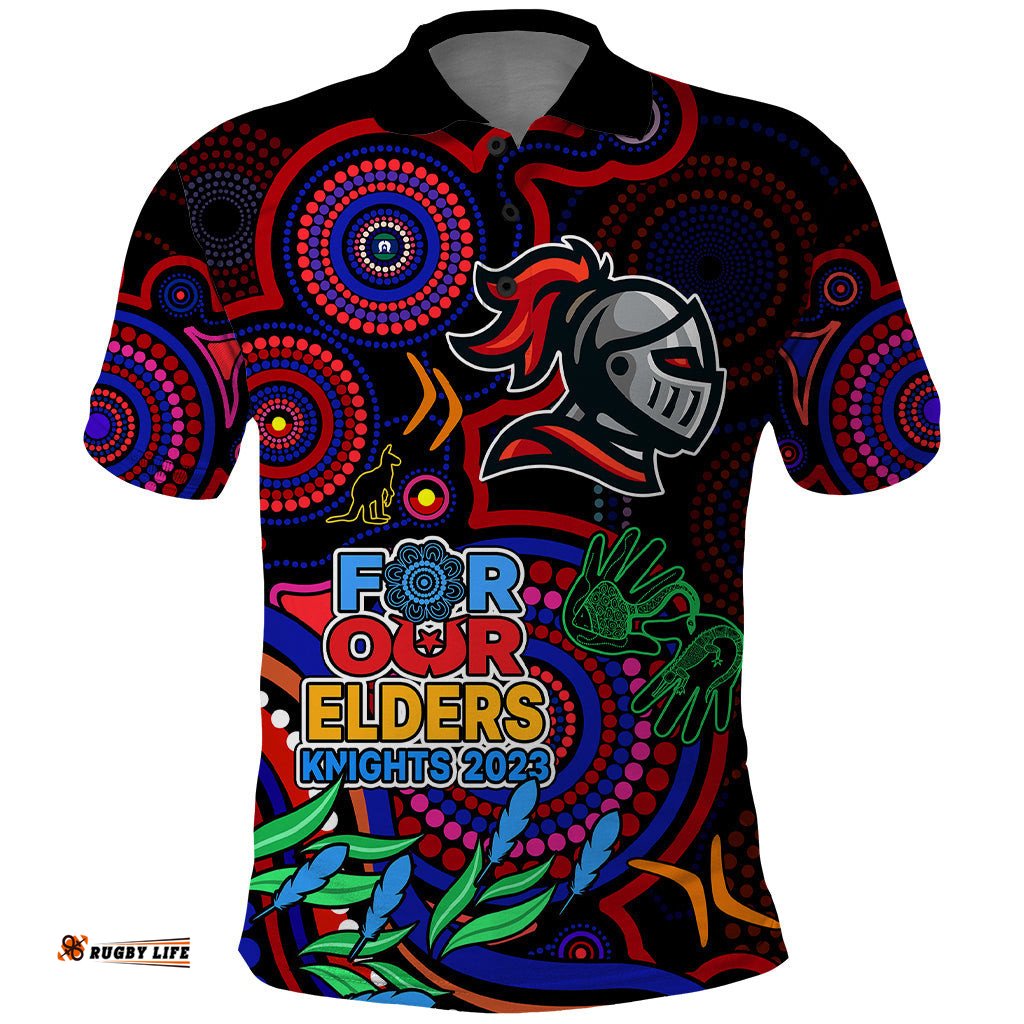 Knights Rugby Aboriginal Art Polo Shirt NAIDOC Indigenous Tribal