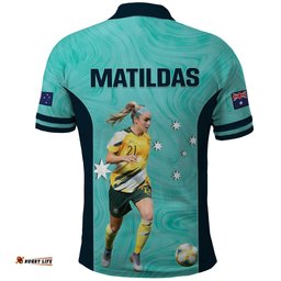 Australia Soccer Polo Shirt Ellie Carpenter Matildas - Turquoise