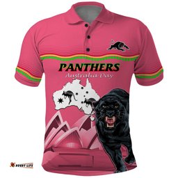 Custom Australia Day Panthers Polo Shirt NRL 2024 Sydney Opera House With Map - Pink