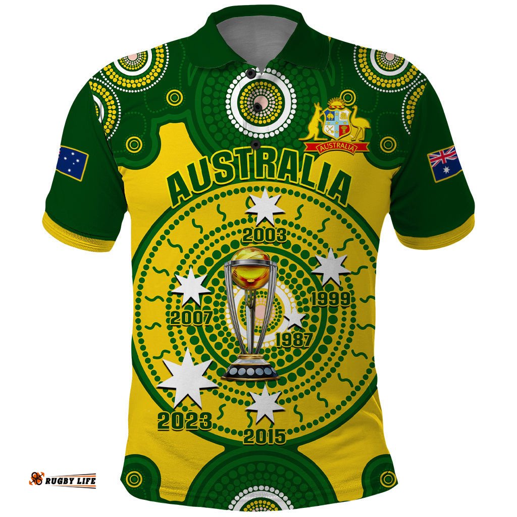 Personalised Australia Cricket Polo Shirt 2023 World Cup 6th Champions Trophy National Color