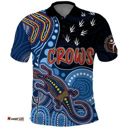 Personalised NAIDOC Week 2023 AFL Crows Polo Shirt Aboriginal Dot Art Lizard Mix Boomerang