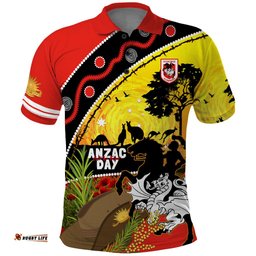Dragons Rugby ANZAC Day Polo Shirt Saints Rosemary Starry Night
