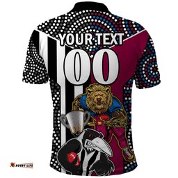 Custom AFL Magpies Combine Lions Polo Shirt Together Go Champions 2023