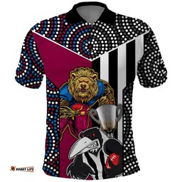 Custom AFL Magpies Combine Lions Polo Shirt Together Go Champions 2023
