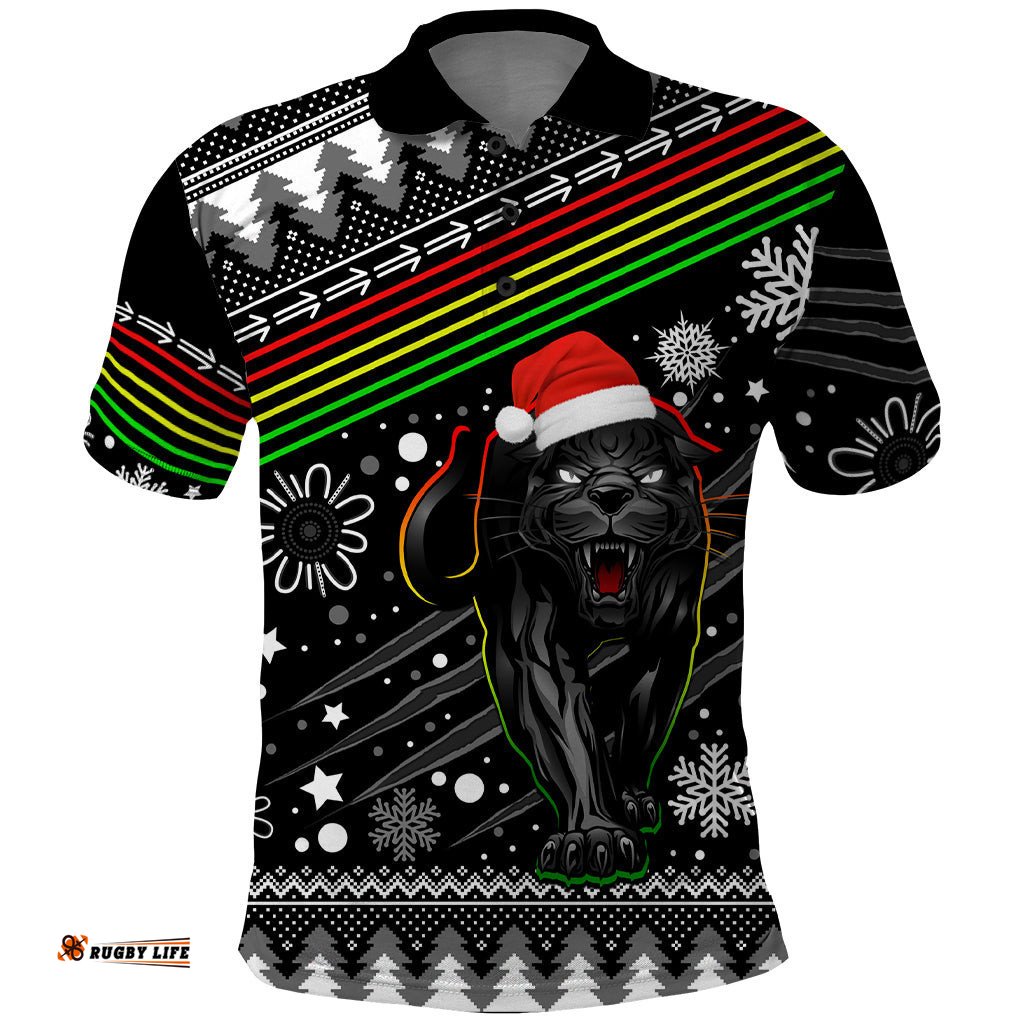 Custom Panthers Rugby Polo Shirt Go The Mighty Panthers 2023 Christmas Vibe Unique