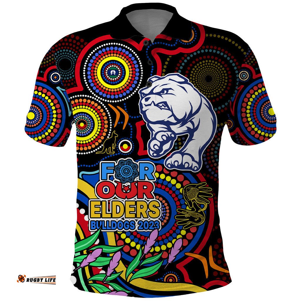 Bulldogs Football Aboriginal Art Polo Shirt NAIDOC Indigenous Tribal