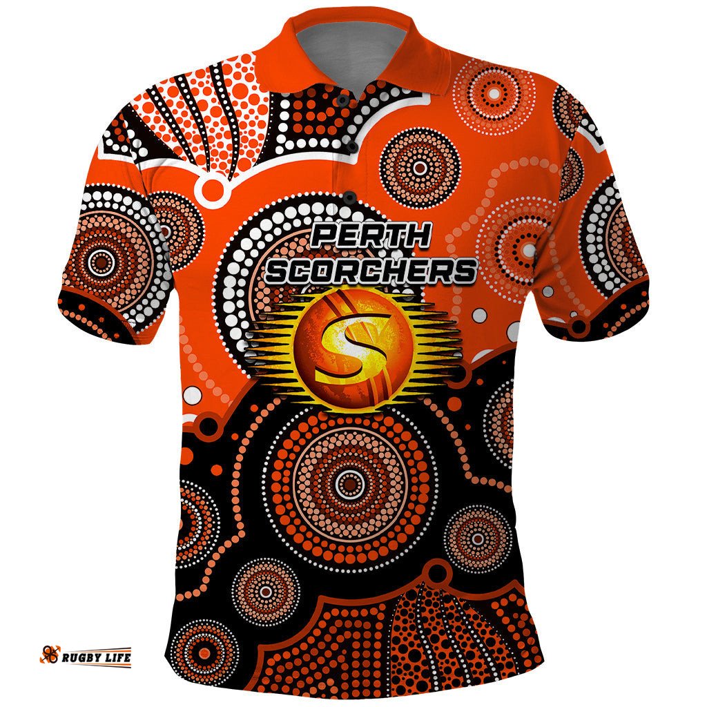 Custom Text And Number Perth Scorchers BBL Polo Shirt Aboriginal Patterns