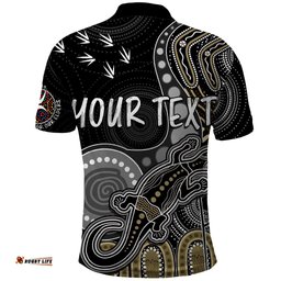Personalised NAIDOC Week 2023 AFL Magpies Polo Shirt Aboriginal Dot Art Lizard Mix Boomerang