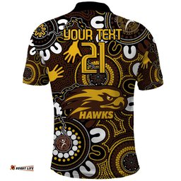 Custom Hawthorn NAIDOC Week 2024 Polo Shirt Fire Burning Aboriginal Dots Art