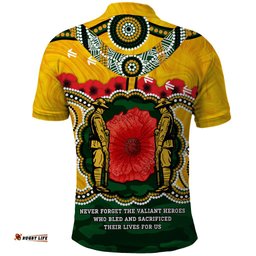 Matildas ANZAC Day 2024 Polo Shirt Australian Army We Will Remember Them Aboriginal Art