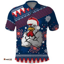 Custom Roosters Rugby Polo Shirt Chirstmas Vibe 2023