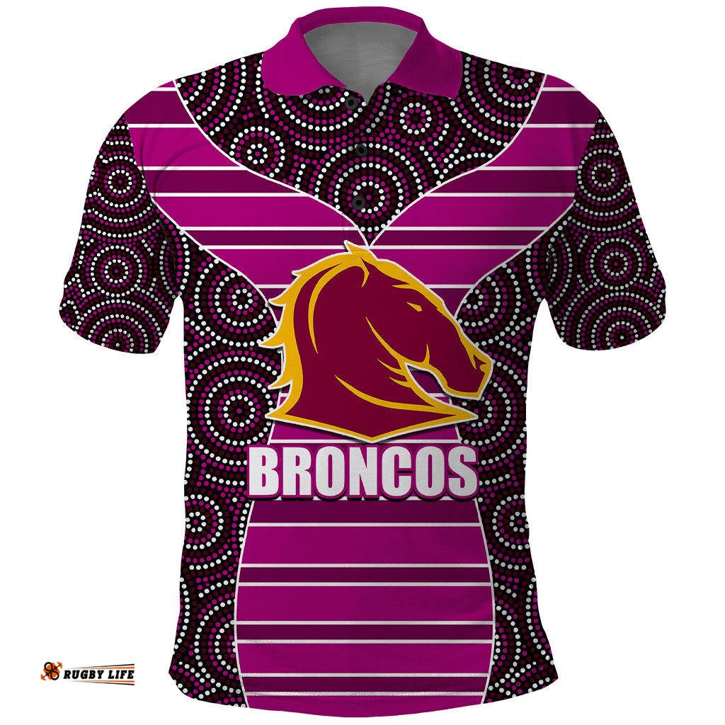 NRL - Boncos Polo Shirt Mix Dot Aboriginal Pink Version