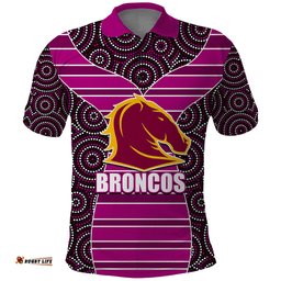 NRL - Boncos Polo Shirt Mix Dot Aboriginal Pink Version