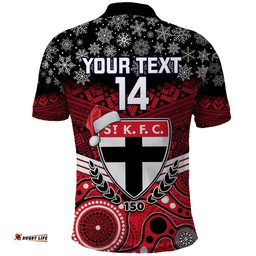 Custom St Kilda Football Christmas Polo Shirt Merry Xmas 2023 Mix Aboriginal Art
