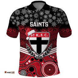 Custom St Kilda Football Christmas Polo Shirt Merry Xmas 2023 Mix Aboriginal Art