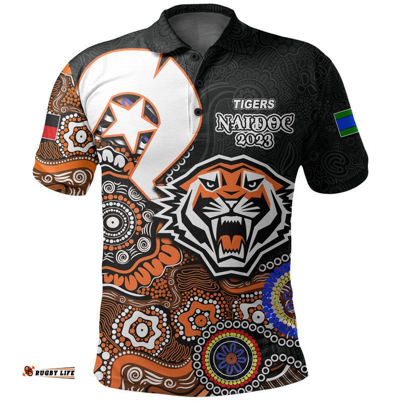 Tigers Rugby Polo Shirt NAIDOC 2023 Patterns Amazing Aussie