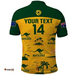 Custom Australia Soccer Polo Shirt Matildas World Cup 2023 Tropical Style