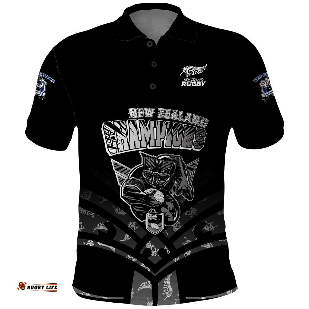 New Zealand Warriors and All Black Polo Shirt Go Champions