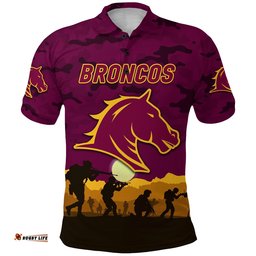 Broncos ANZAC Polo Shirt Simple Style - Maroon